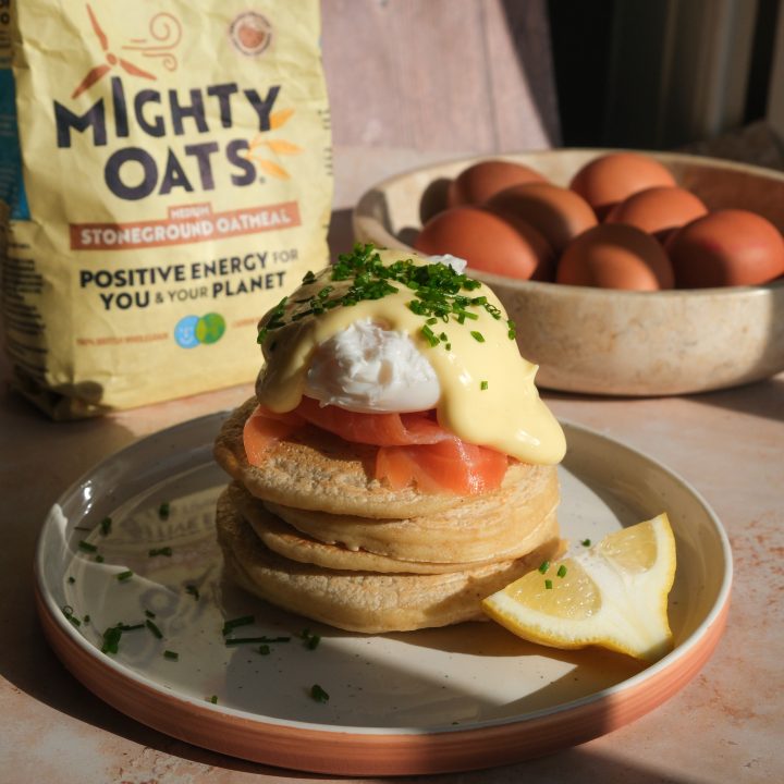 Oatmeal Pancakes Eggs Benedict