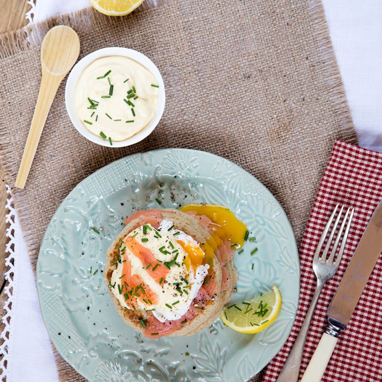 Oatmeal Pancakes Eggs Benedict Recipe from the Mornflake Mighty Oats