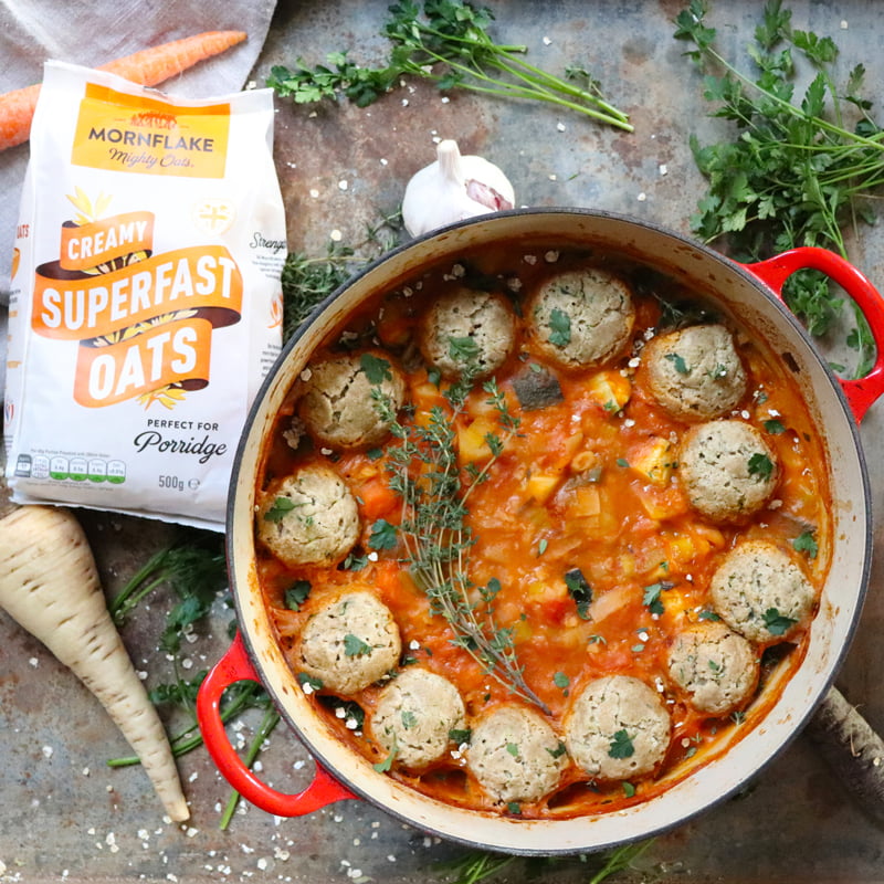 Herby Oat Dumplings and Vegetable One Pot Recipe from the Mornflake