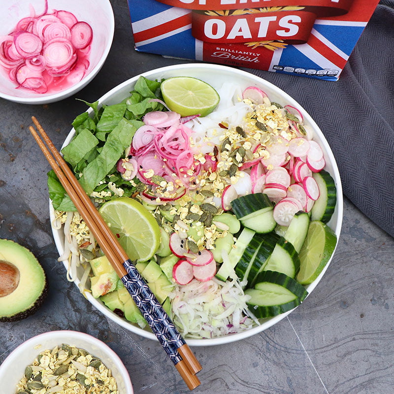 Noodle Salad with a Crunchy Oat Topper Recipe from the Mornflake Mighty