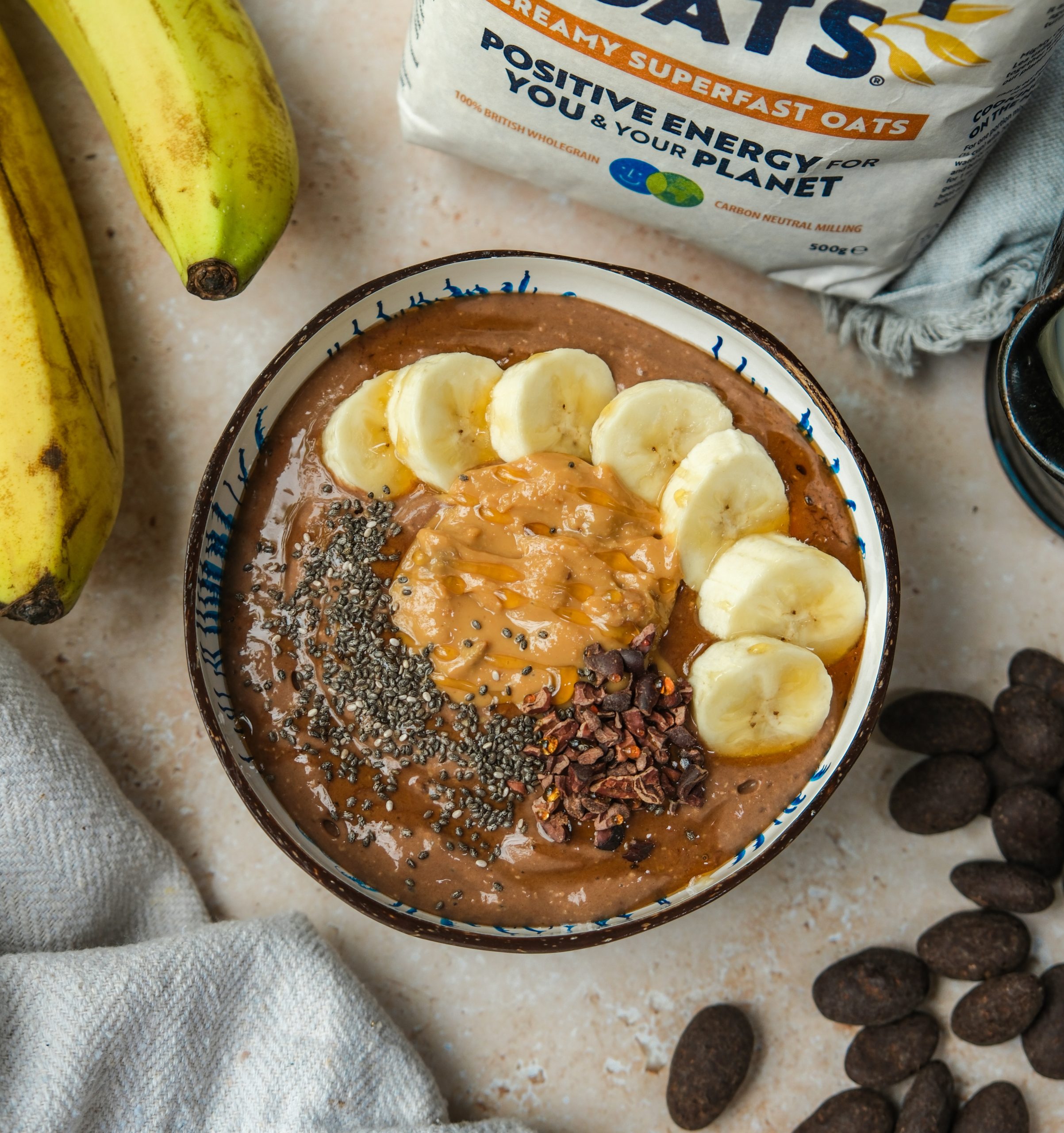 Chocolate & Banana Smoothie Bowl – Mornflake - Mighty Oats