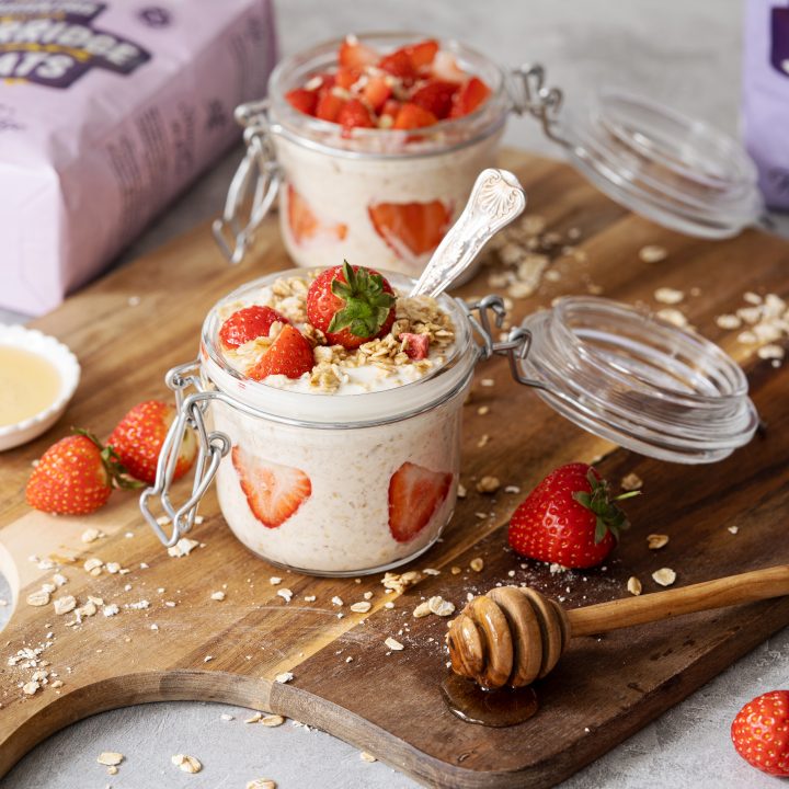 Strawberries and Cream Overnight Oats with pack