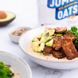 Savoury Porridge with Tempeh Bacon + Avocado