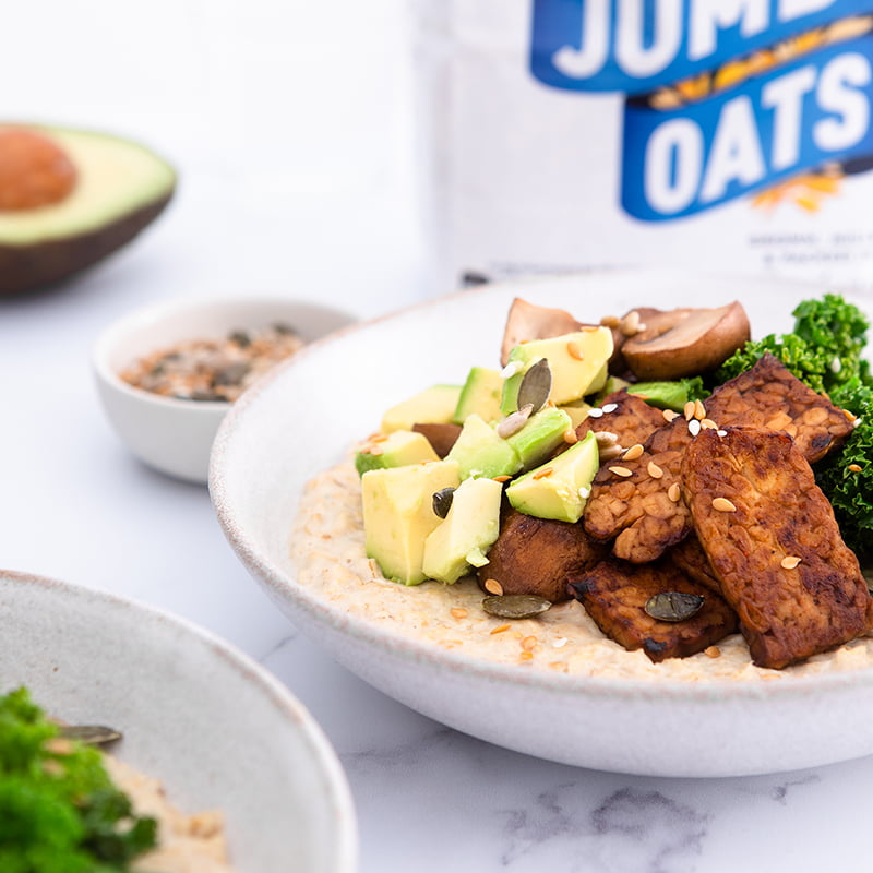 Savoury Porridge with Tempeh Bacon + Avocado – Mornflake - Mighty Oats