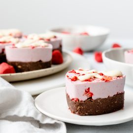 Mini Strawberry Heart-Shaped Cheesecakes