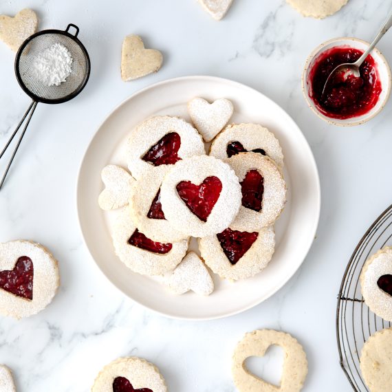 Raspberry Heart Linzer Cookies