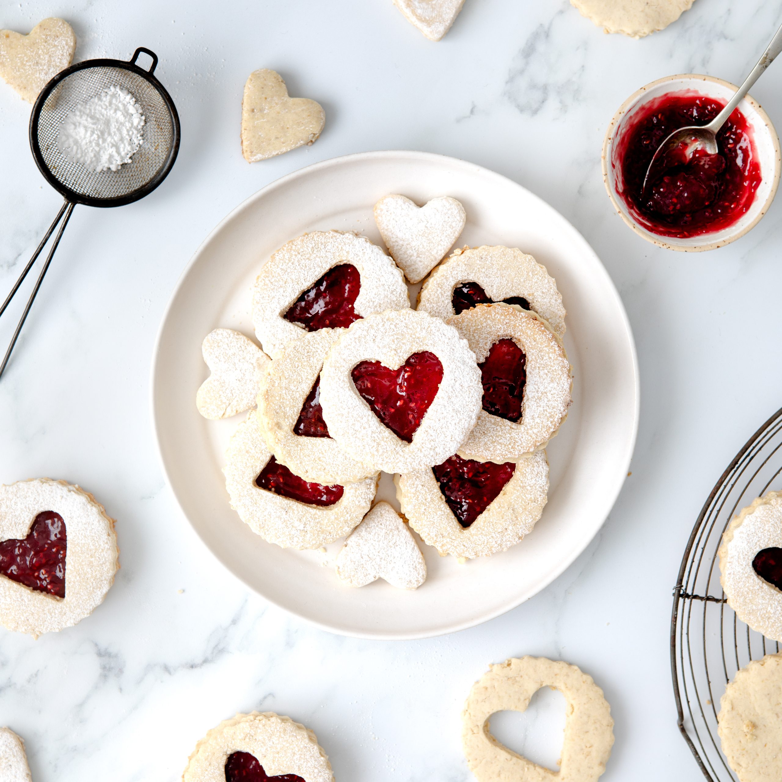 Raspberry Heart Linzer Cookies Mornflake Mighty Oats