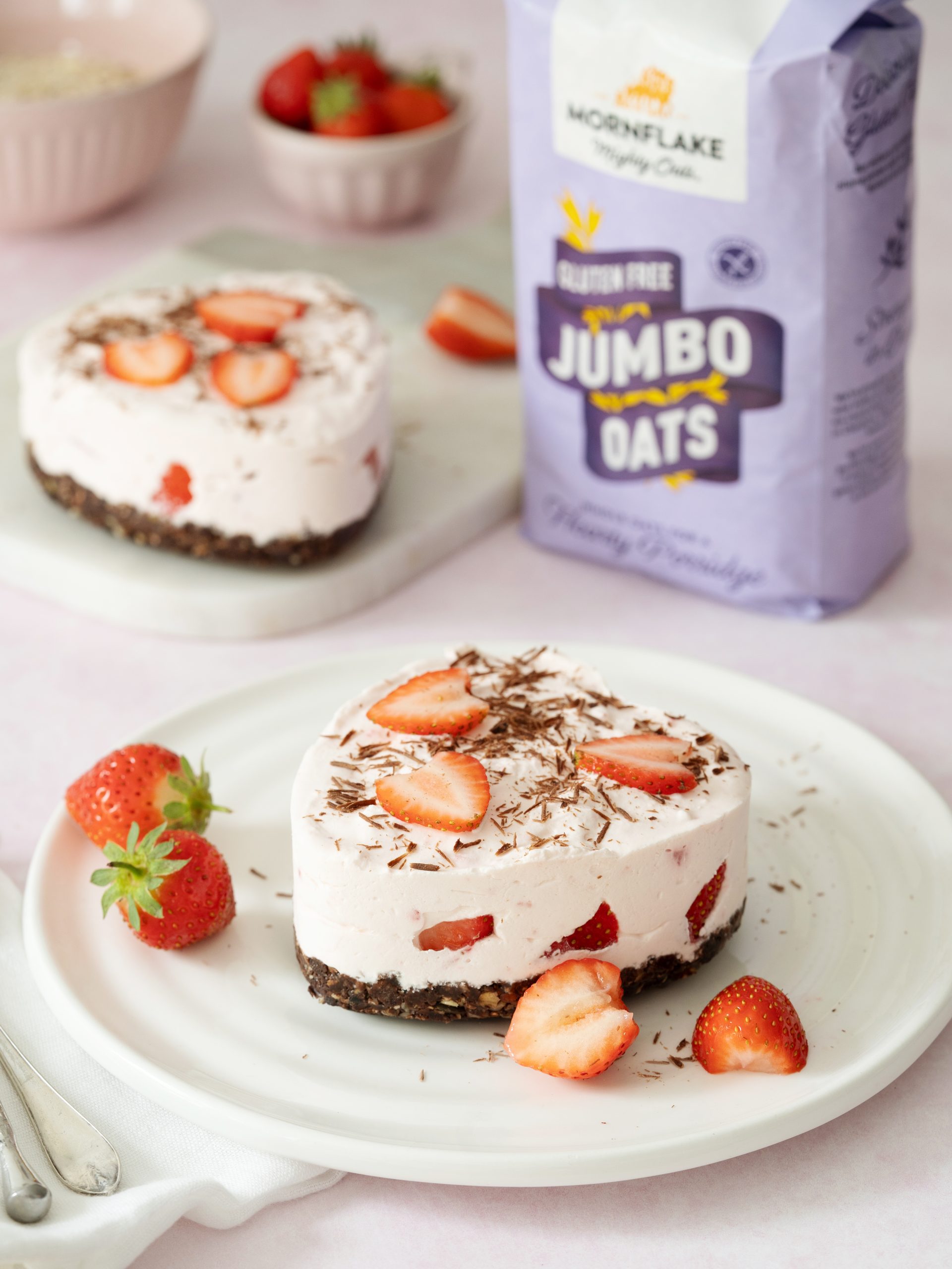 Strawberry Heart-Shaped Cheesecakes – Mornflake - Mighty Oats