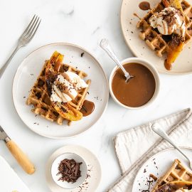 Banoffee Waffles with Salted Caramel Sauce