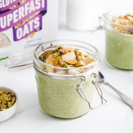 Creamy Matcha and Pistachio Oat Jars