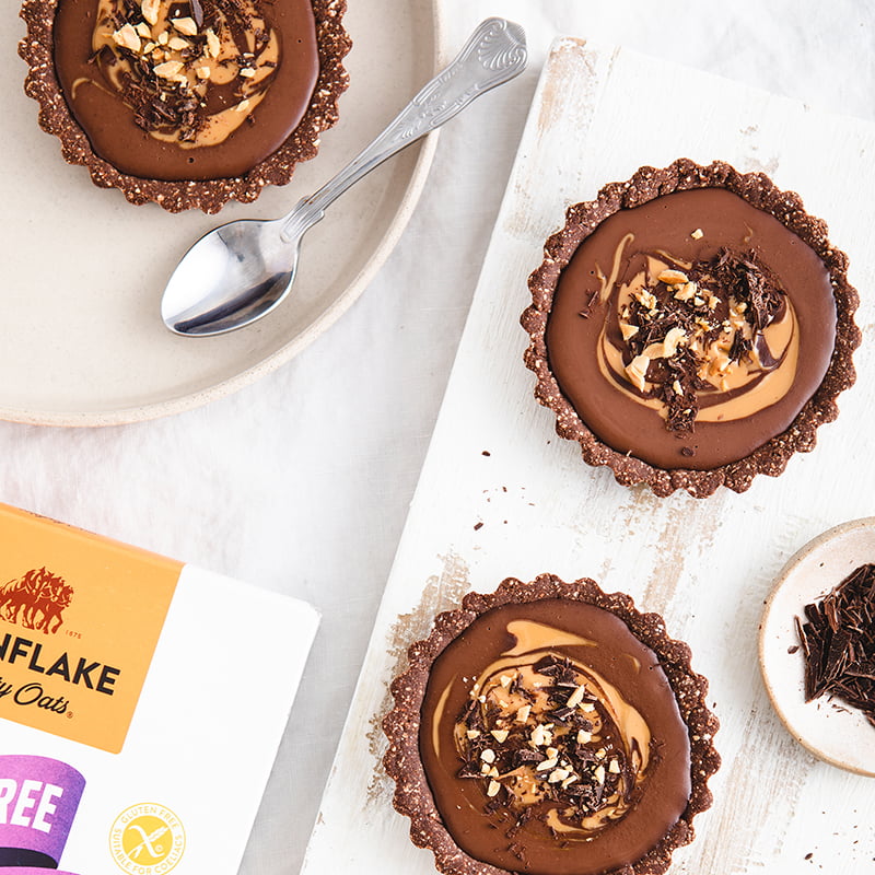 Mini No Bake Chocolate Peanut Butter Pies – Mornflake - Mighty Oats