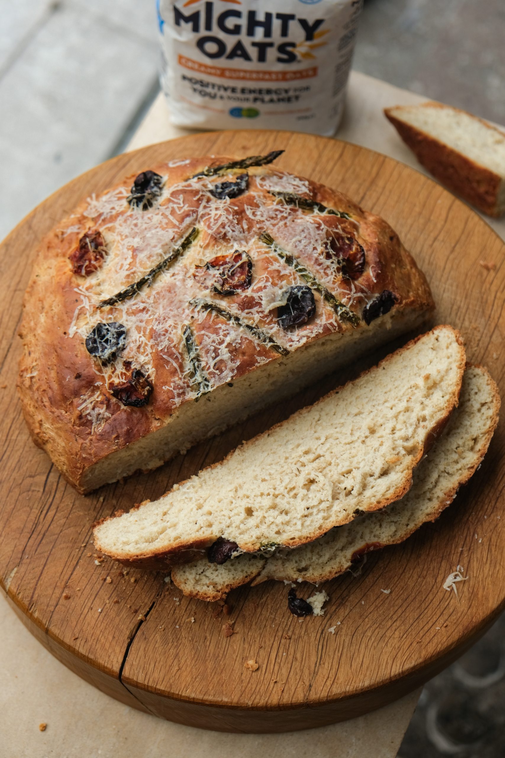 Sun-dried Tomato, Olive + Asparagus Picnic Bread – Mornflake - Mighty Oats