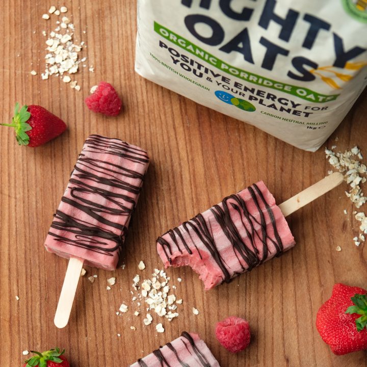 Berry Banana Oat Popsicles