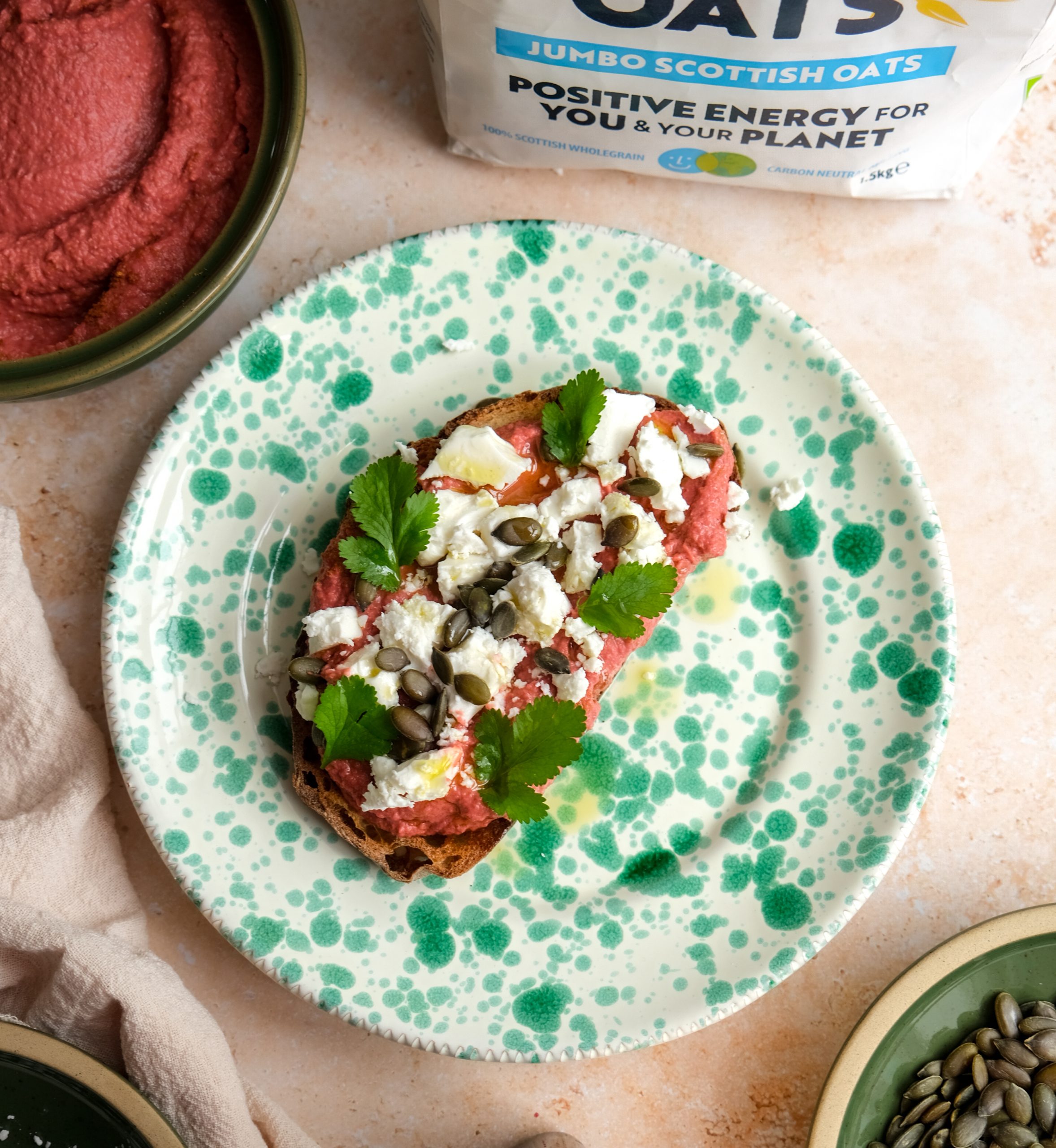 Beetroot Hummus on Sourdough – Mornflake - Mighty Oats
