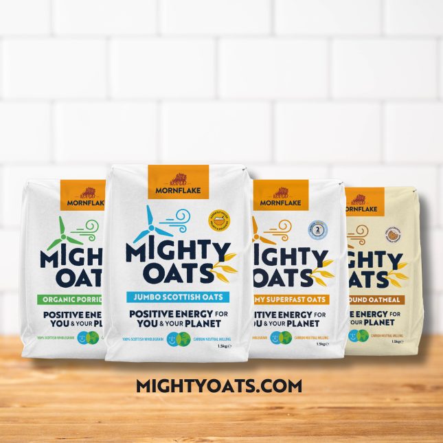 Mornflake Mighty Oats 100% recycable packaging range.