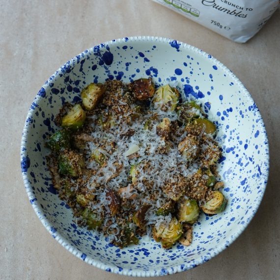 Honey Roasted Sprouts with Garlic Crumbs