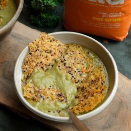 Greens Soup with Parmesan Crisp