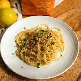 Amalfi Lemon Linguine with Oat Bran Pangrattato